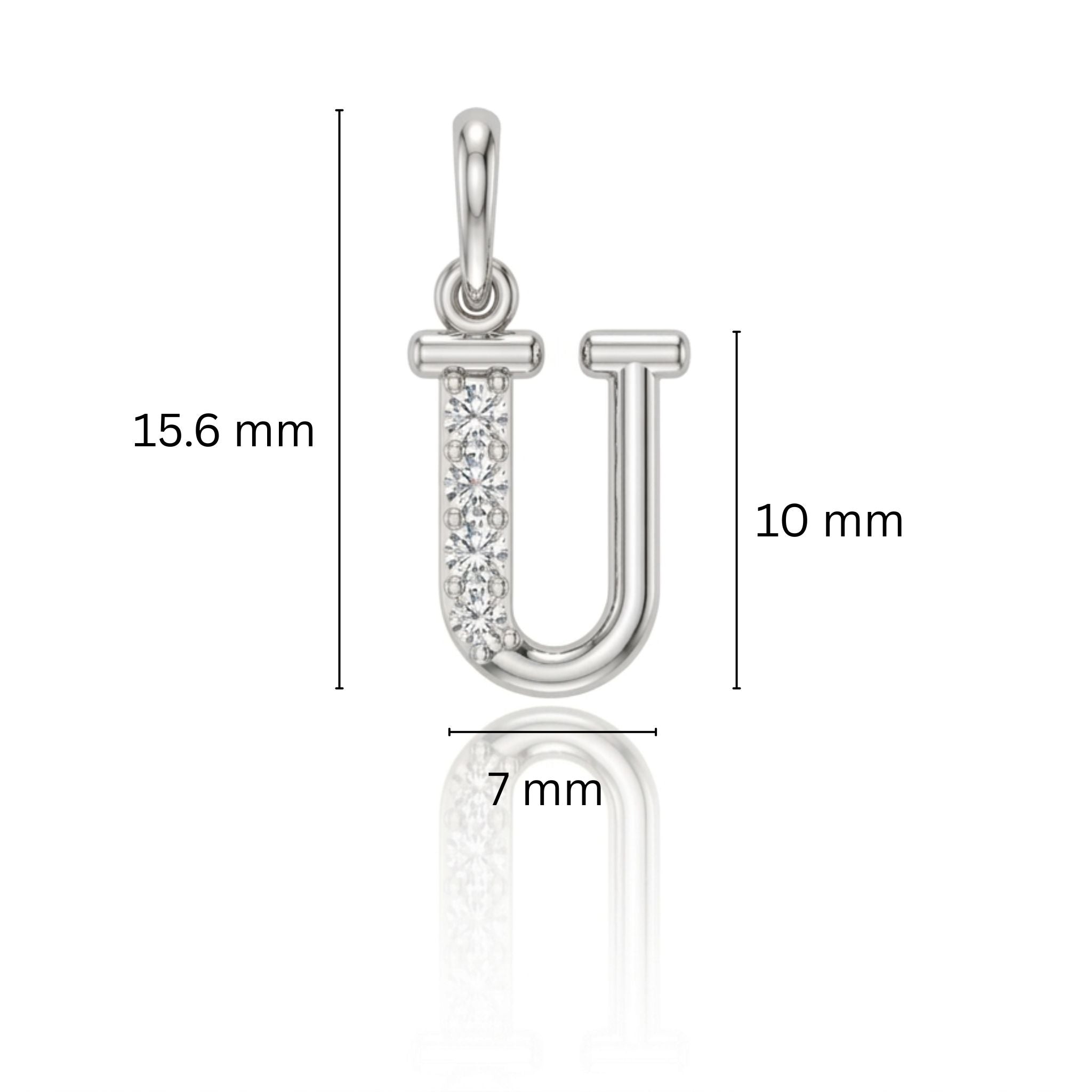 925 Sterling Silver Initial U Necklace With Cubic Zirconia