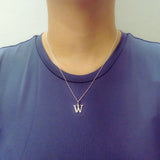 925 Sterling Silver Initial W Necklace With Cubic Zirconia