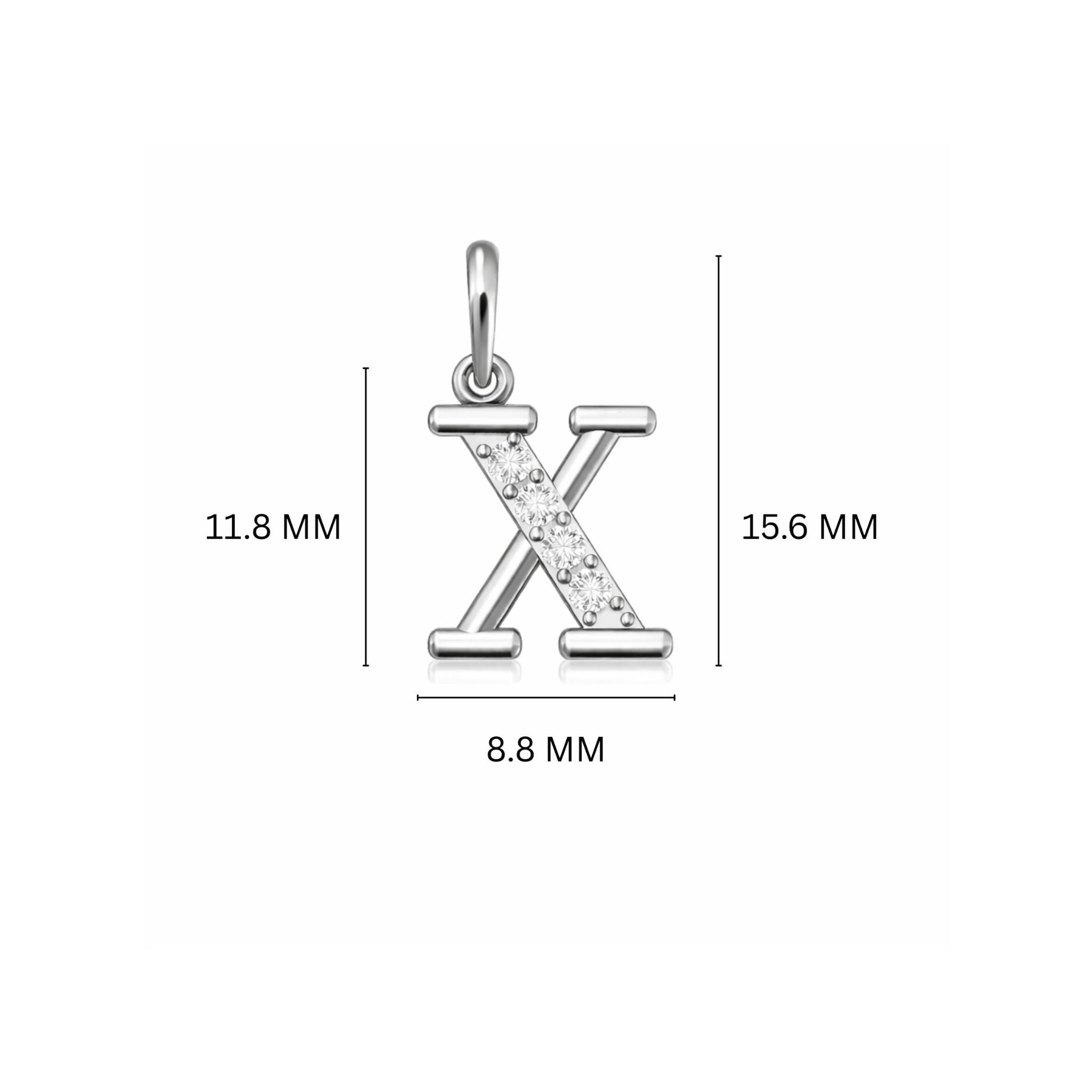 925 Sterling Silver Initial X Necklace With Cubic Zirconia