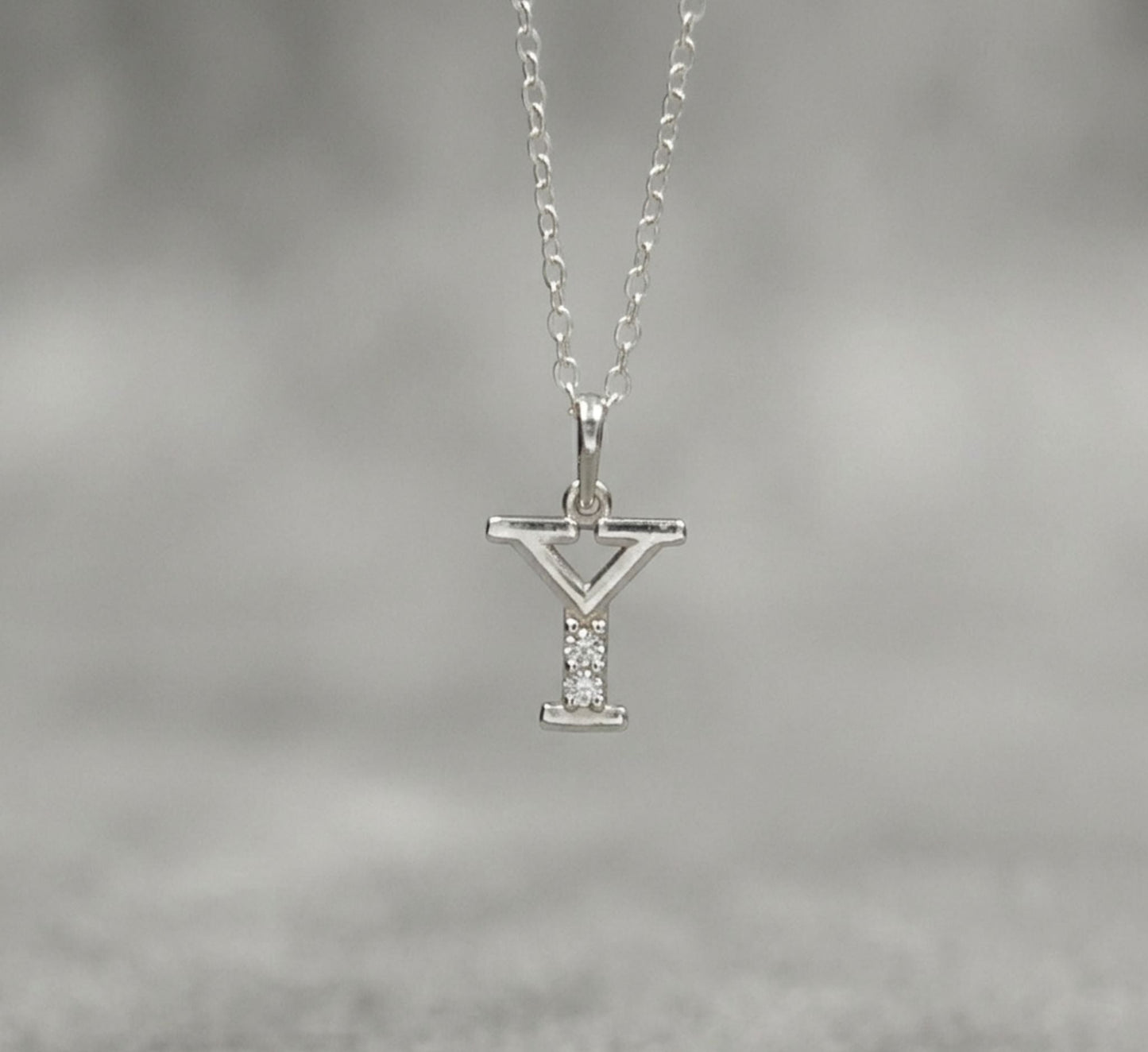 925 Sterling Silver Initial Y Necklace With Cubic Zirconia