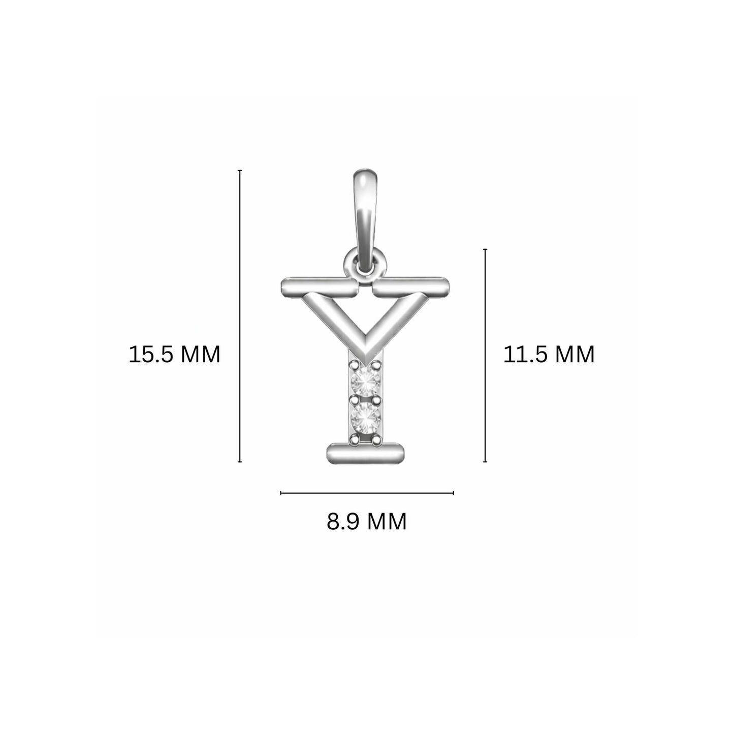 925 Sterling Silver Initial Y Necklace With Cubic Zirconia