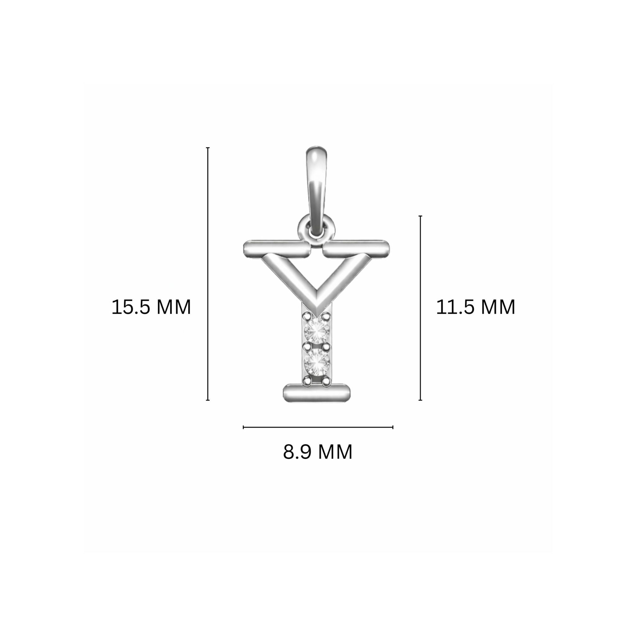 925 Sterling Silver Initial Y Necklace With Cubic Zirconia