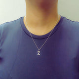 925 Sterling Silver Initial Z Necklace With Cubic Zirconia
