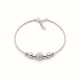 925 Silver-Tone Adjustable Chain Kada with Textured Bead Detailing