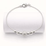 925 Silver-Tone Adjustable Chain Kada with Textured Bead Detailing