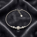 925 Silver-Tone Adjustable Chain Kada with Textured Bead Detailing