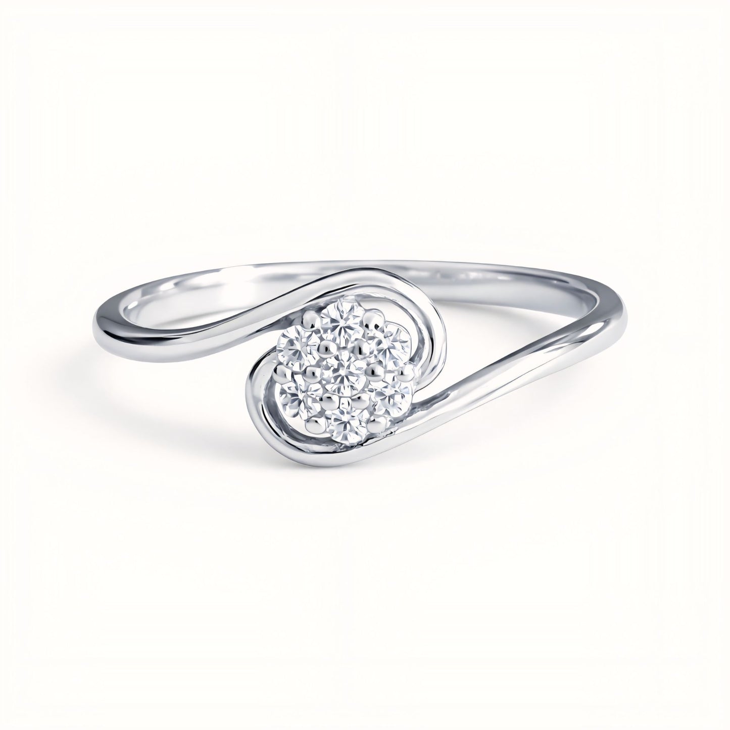 925 Sterling Silver Floral Cluster Ring with Cubic Zirconia