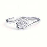 925 Sterling Silver Floral Cluster Ring with Cubic Zirconia
