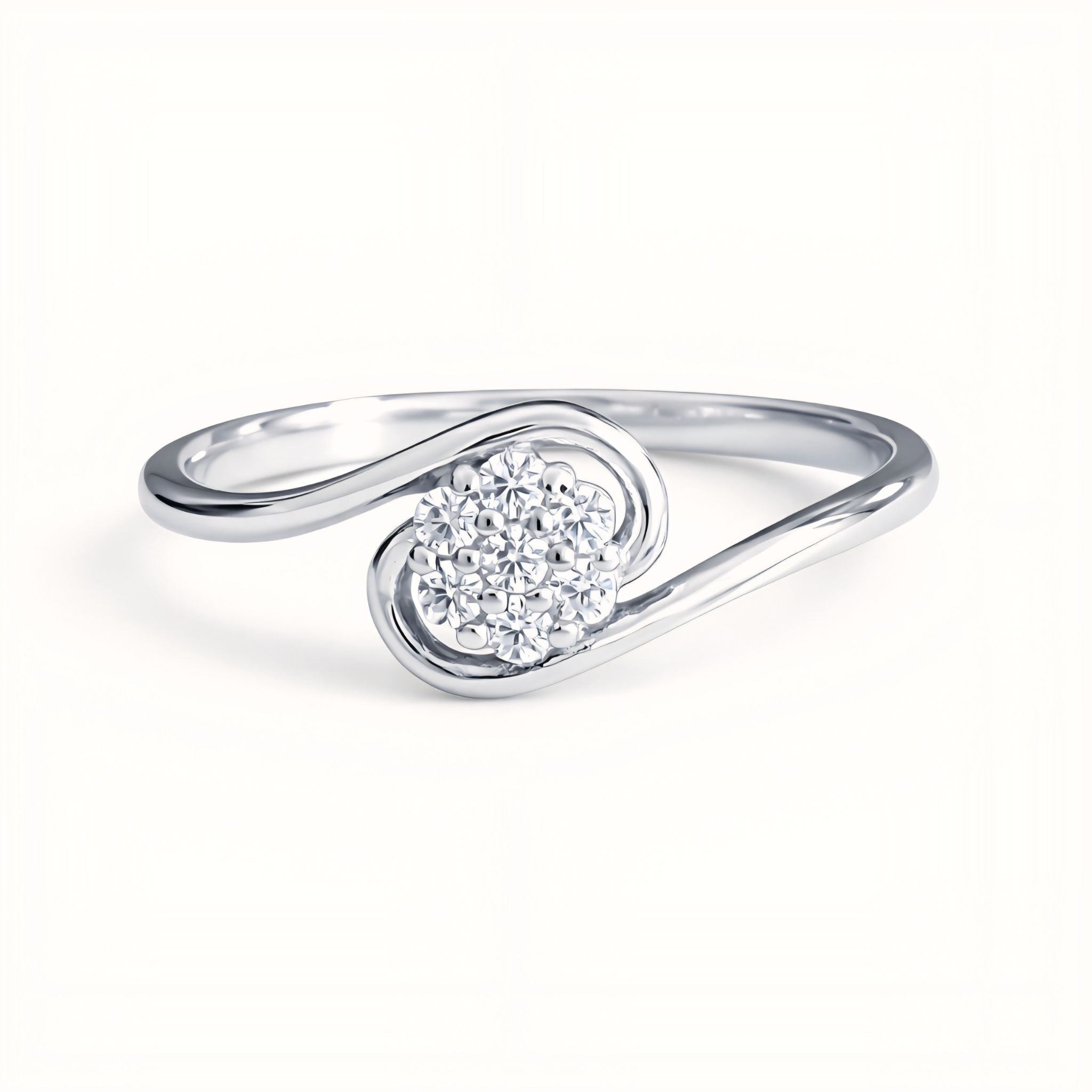 925 Sterling Silver Floral Cluster Ring with Cubic Zirconia