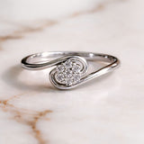 925 Sterling Silver Floral Cluster Ring with Cubic Zirconia