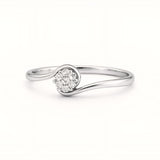 925 Sterling Silver Floral Cluster Ring with Cubic Zirconia
