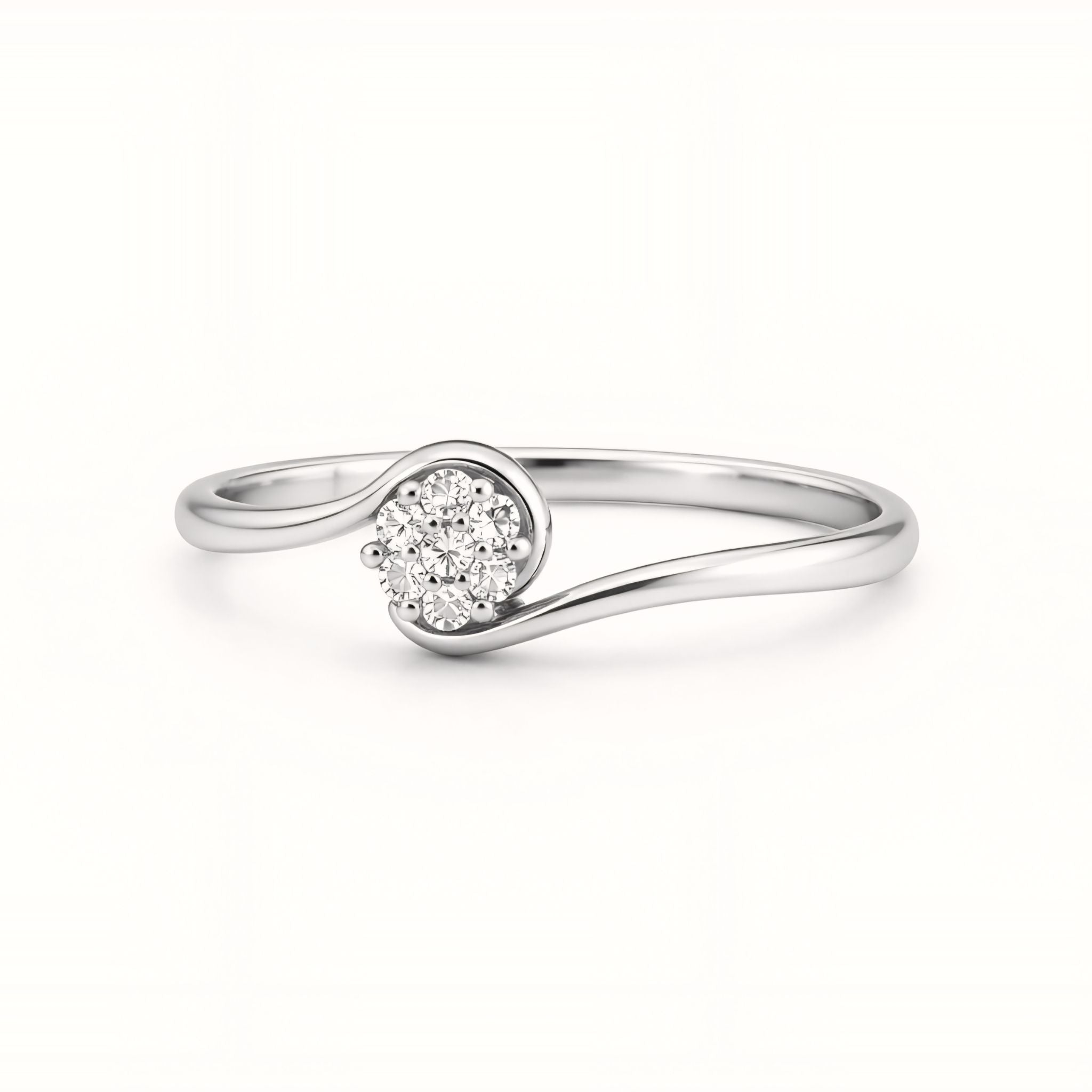 925 Sterling Silver Floral Cluster Ring with Cubic Zirconia