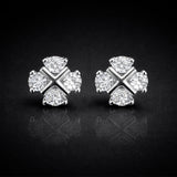 925 Sterling Silver Cross Cluster Stud Earrings With Cubic Zirconia