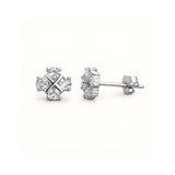 925 Sterling Silver Cross Cluster Stud Earrings With Cubic Zirconia