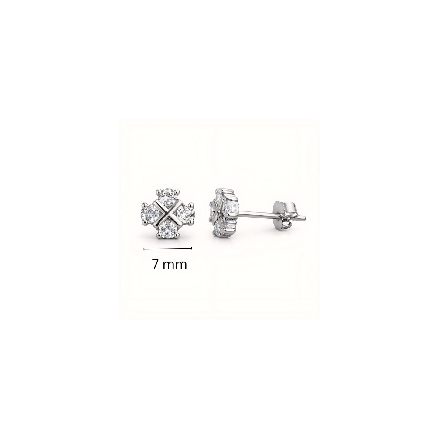 925 Sterling Silver Cross Cluster Stud Earrings With Cubic Zirconia