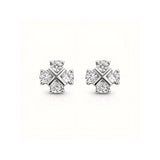 925 Sterling Silver Cross Cluster Stud Earrings With Cubic Zirconia