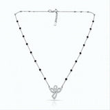Elegant 925 Silver Mangalsutra with Angel Wing Cubic Zirconia Pendant