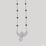 Elegant 925 Silver Mangalsutra with Angel Wing Cubic Zirconia Pendant
