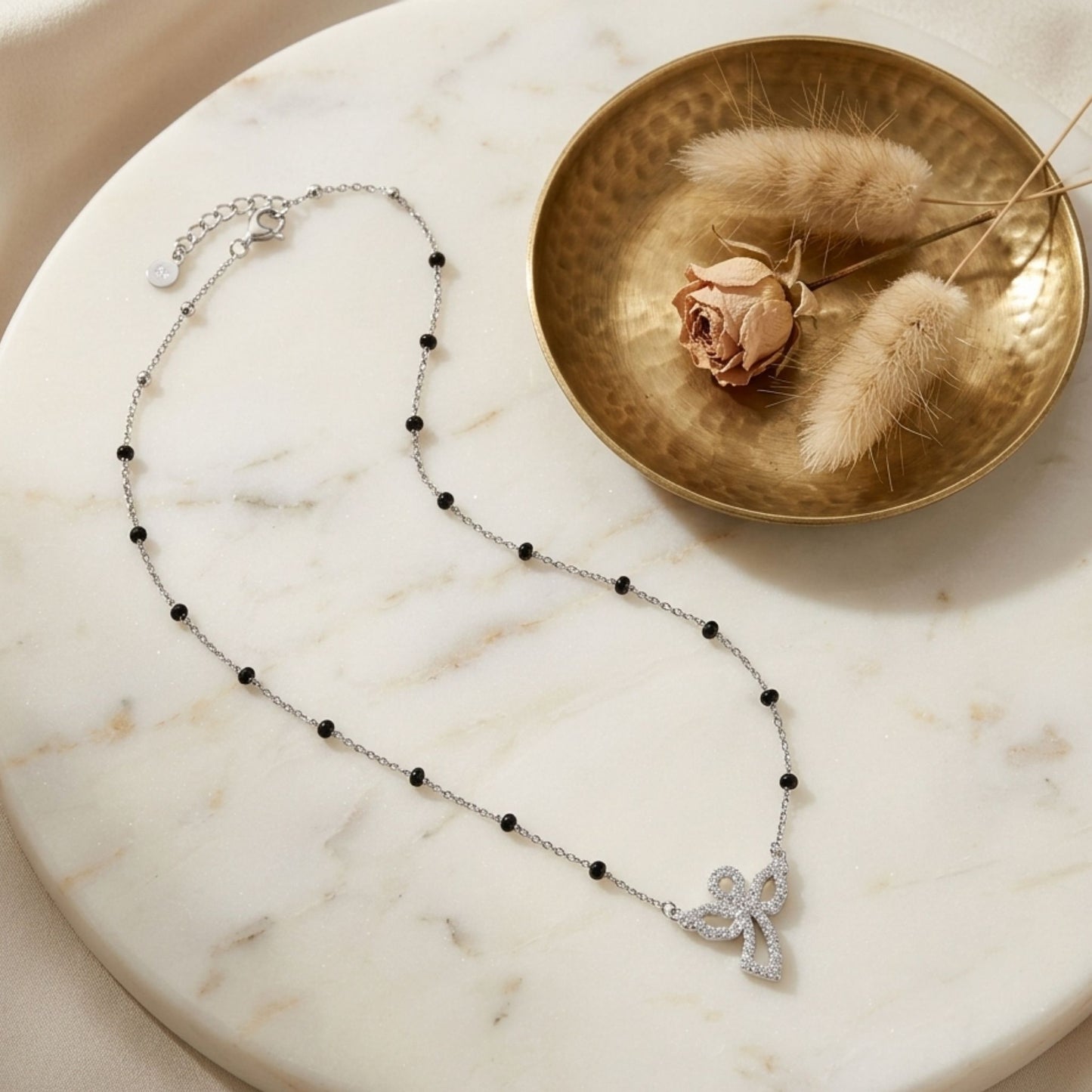 Elegant 925 Silver Mangalsutra with Angel Wing Cubic Zirconia Pendant