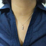 925 Sterling Silver Curved Pendant and Earrings Jewelry Set With Cubic Zirconia