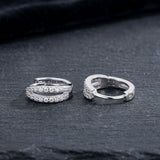 925 Sterling Silver Double Row Hoop Earrings With Cubic Zirconia