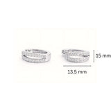 925 Sterling Silver Double Row Hoop Earrings With Cubic Zirconia
