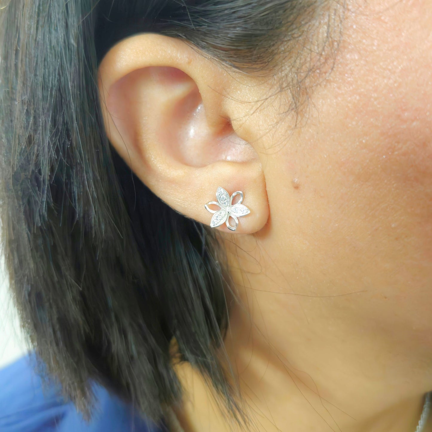 925 Sterling Silver Floral Pendant and Earrings Jewelry Set With Cubic Zirconia