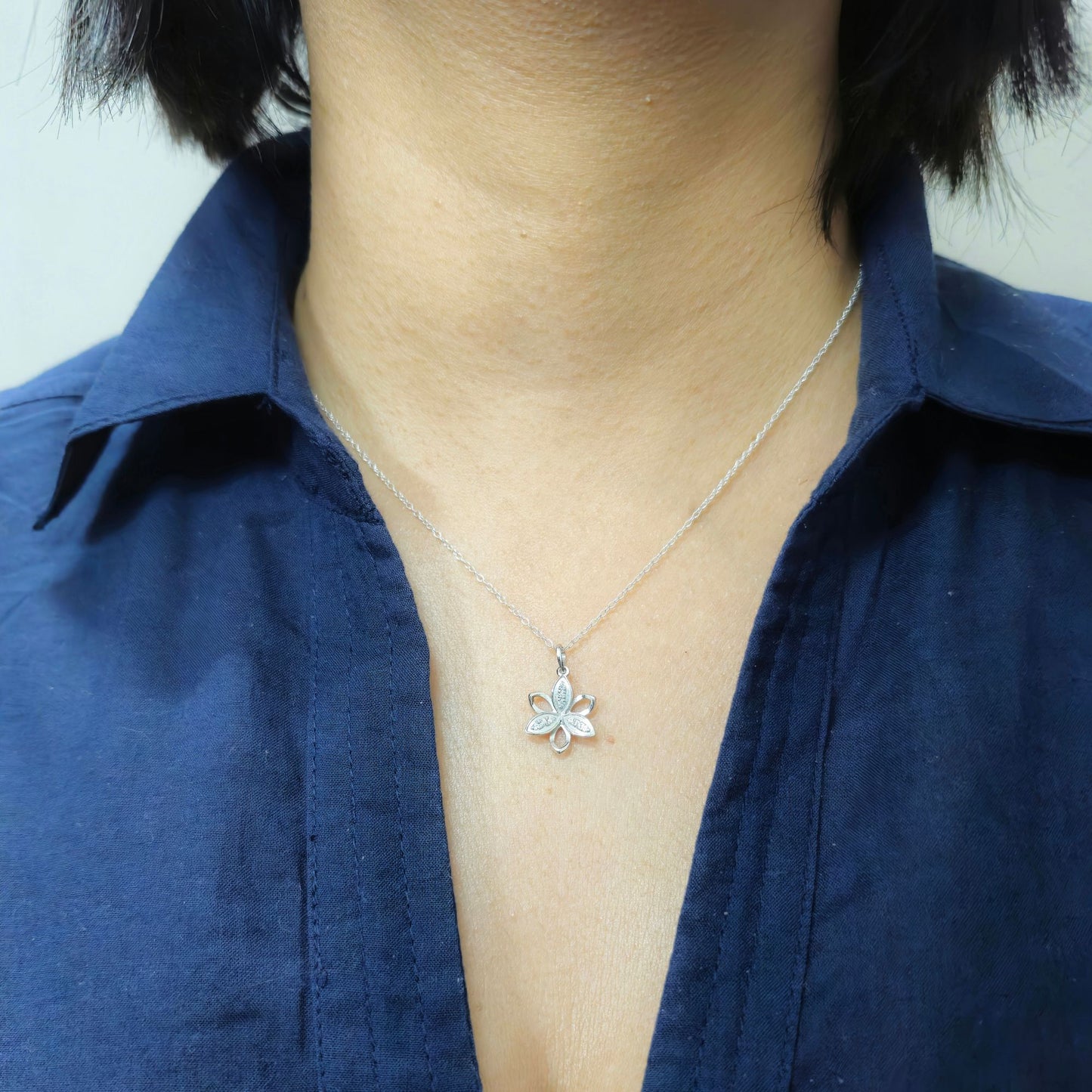925 Sterling Silver Floral Pendant and Earrings Jewelry Set With Cubic Zirconia