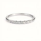 925 Sterling Silver Geometric Half-Eternity Ring with Cubic Zirconia