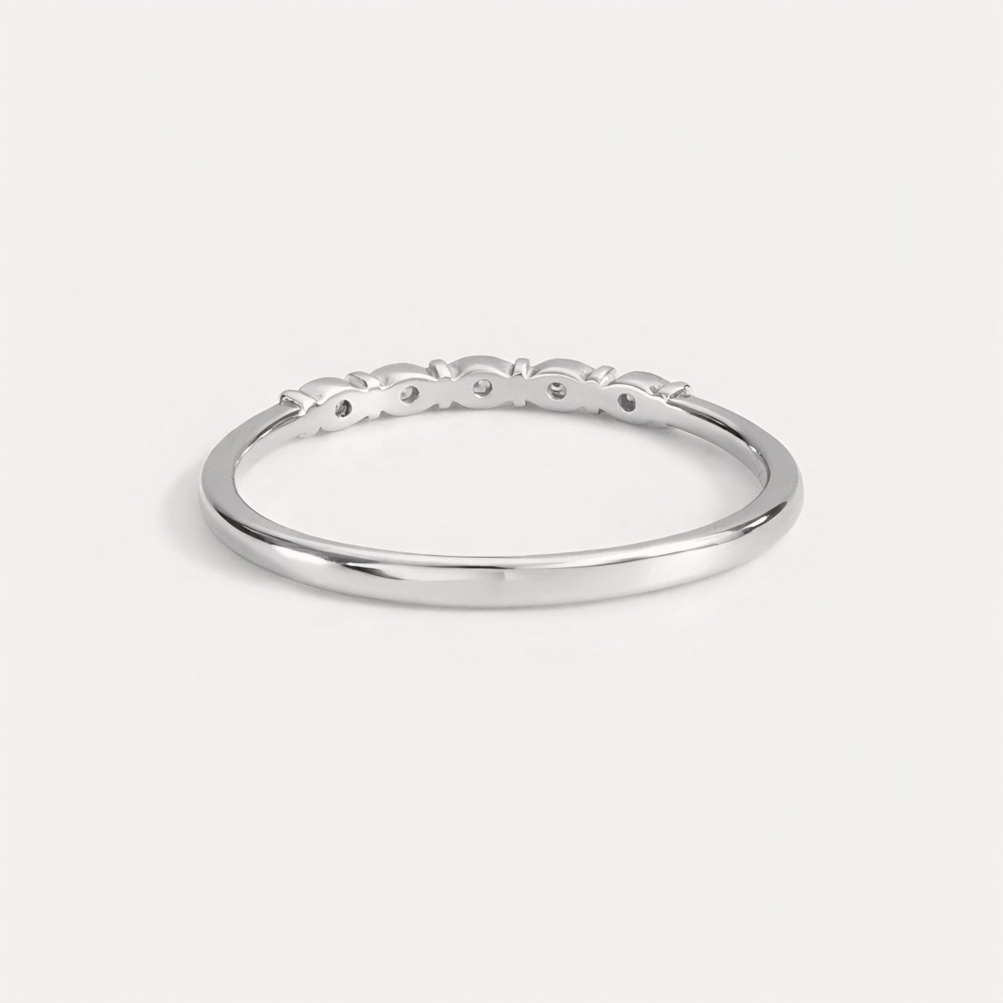 925 Sterling Silver Geometric Half-Eternity Ring with Cubic Zirconia