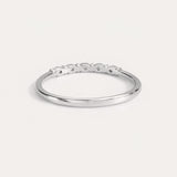 925 Sterling Silver Geometric Half-Eternity Ring with Cubic Zirconia