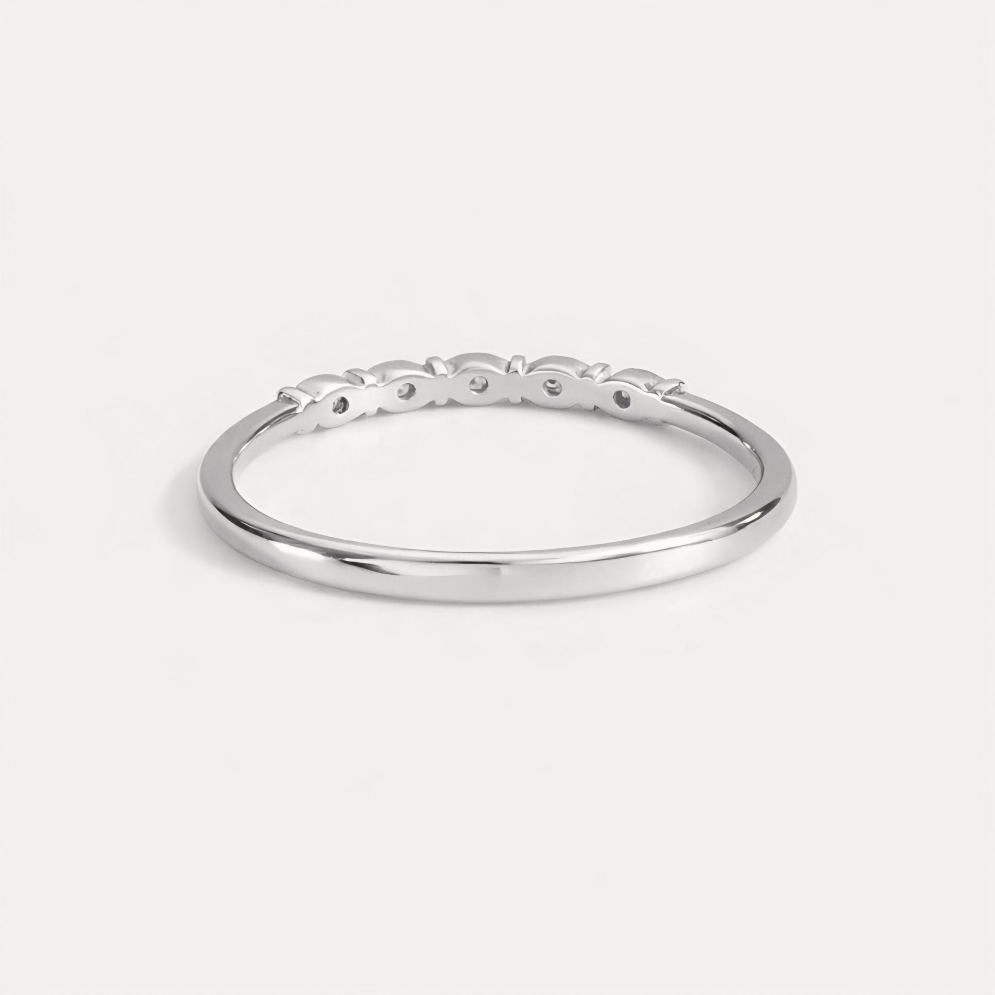 925 Sterling Silver Geometric Half-Eternity Ring with Cubic Zirconia