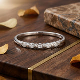 925 Sterling Silver Geometric Half-Eternity Ring with Cubic Zirconia