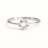 925 Sterling Silver Floral Starburst Ring with Cubic Zirconia