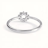 925 Sterling Silver Floral Starburst Ring with Cubic Zirconia