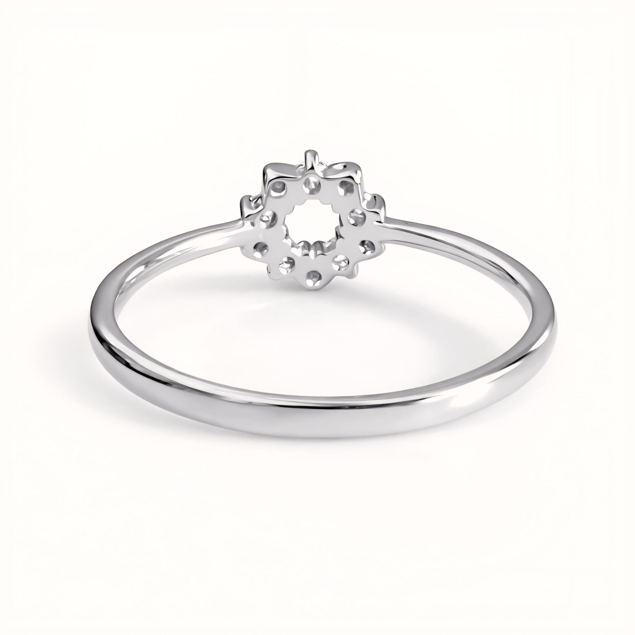 925 Sterling Silver Floral Starburst Ring with Cubic Zirconia