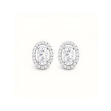 925 Sterling Silver Oval Cut Halo Stud Earrings With Cubic Zirconia Solitaire