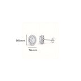 925 Sterling Silver Oval Cut Halo Stud Earrings With Cubic Zirconia Solitaire