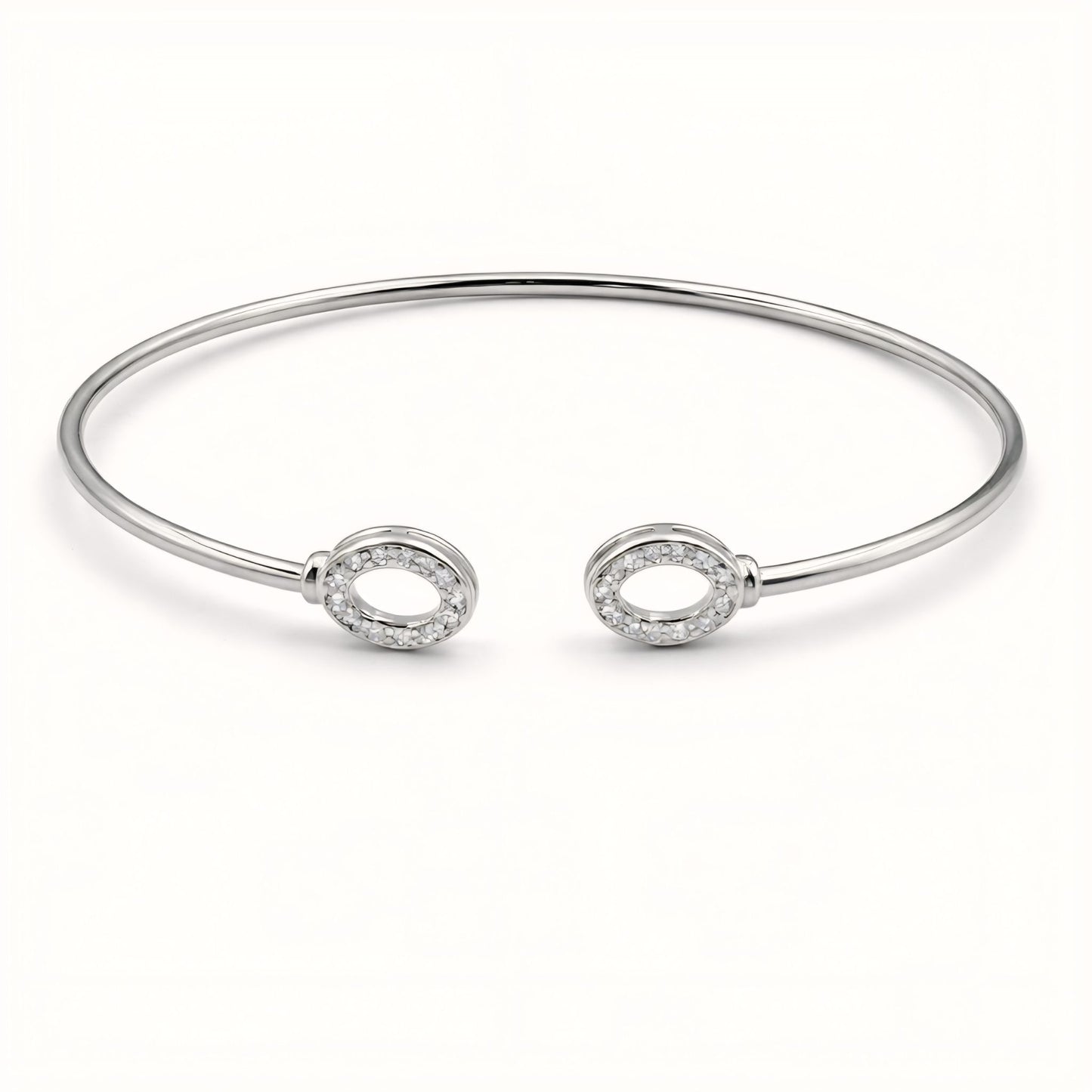 925 Silver Flexible Open Cuff Kada with Cubic Zirconia