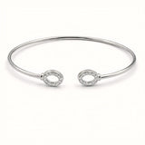 925 Silver Flexible Open Cuff Kada with Cubic Zirconia