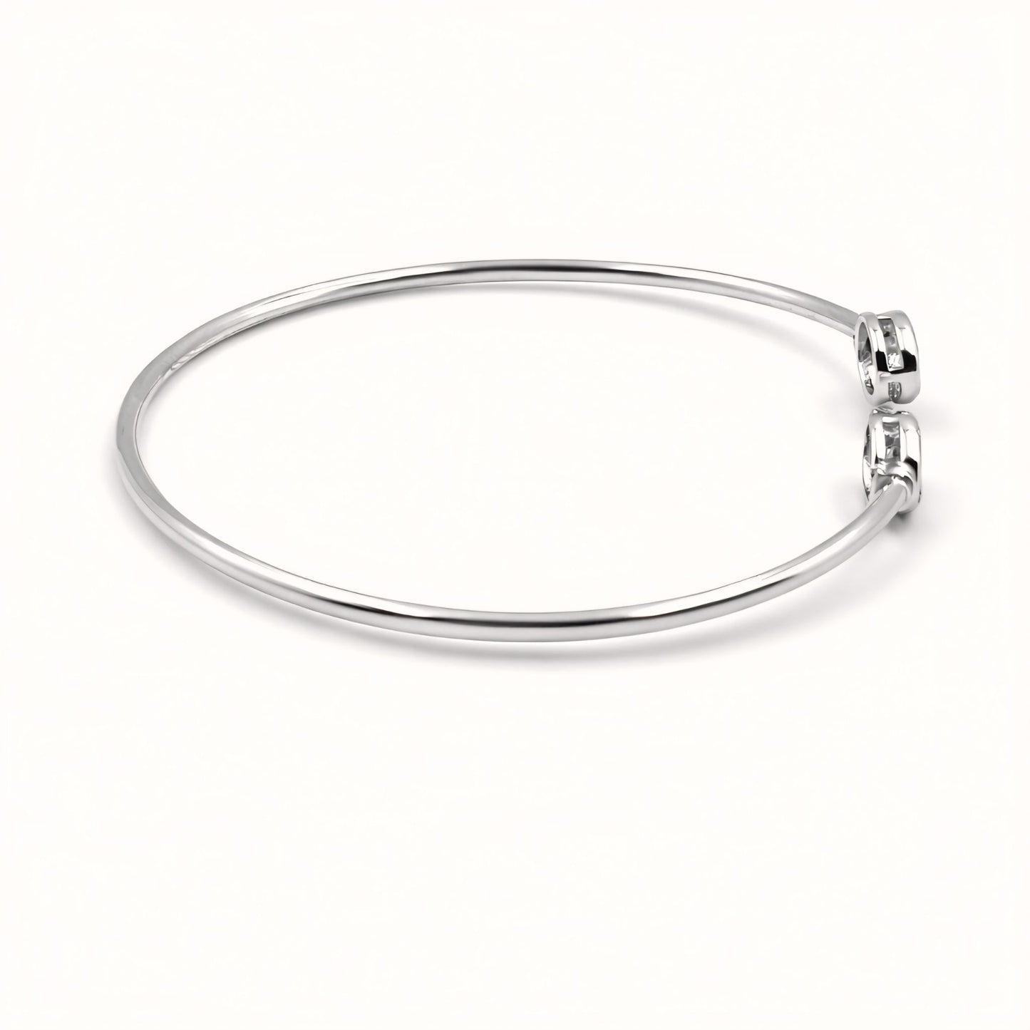 925 Silver Flexible Open Cuff Kada with Cubic Zirconia