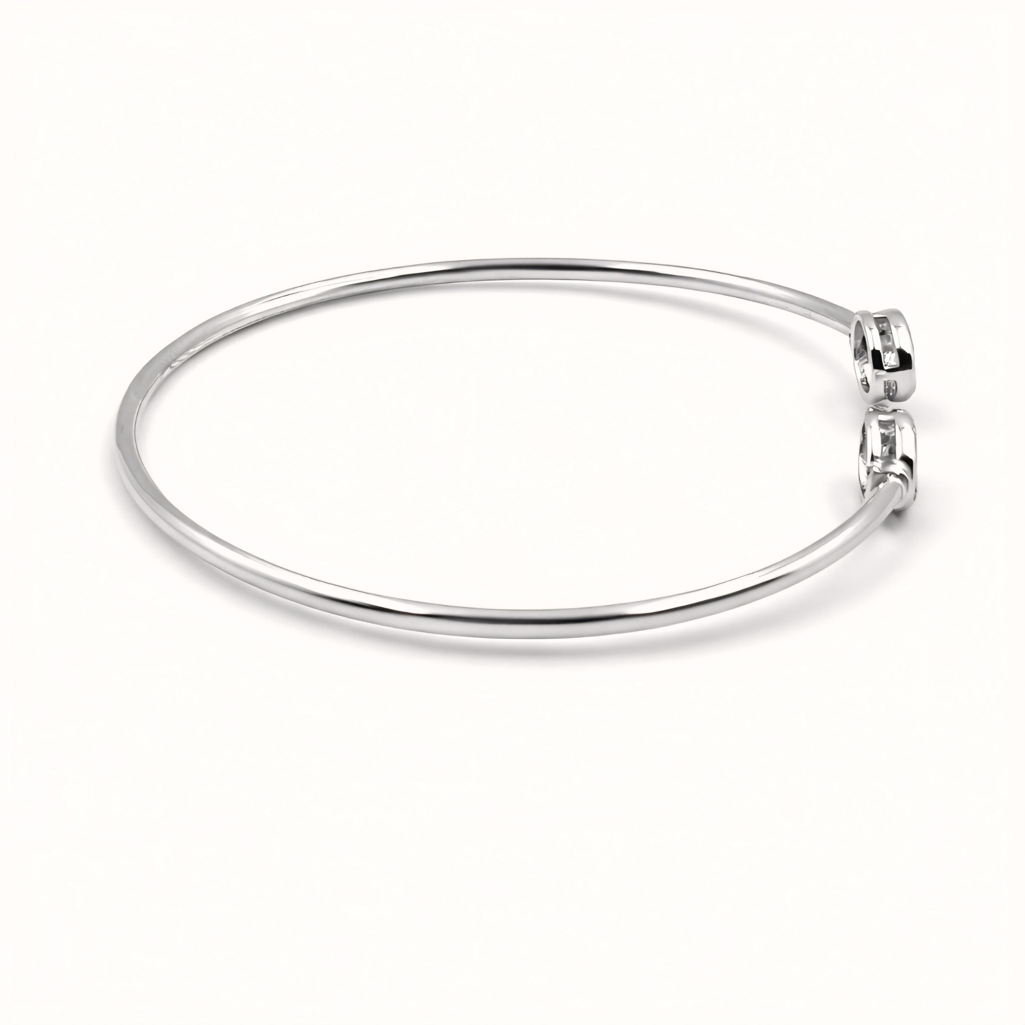 925 Silver Flexible Open Cuff Kada with Cubic Zirconia