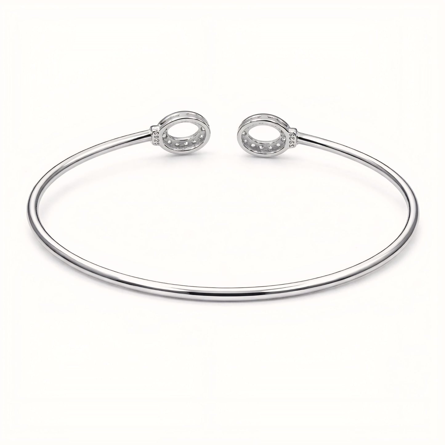 925 Silver Flexible Open Cuff Kada with Cubic Zirconia