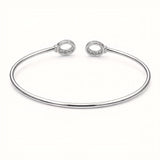 925 Silver Flexible Open Cuff Kada with Cubic Zirconia