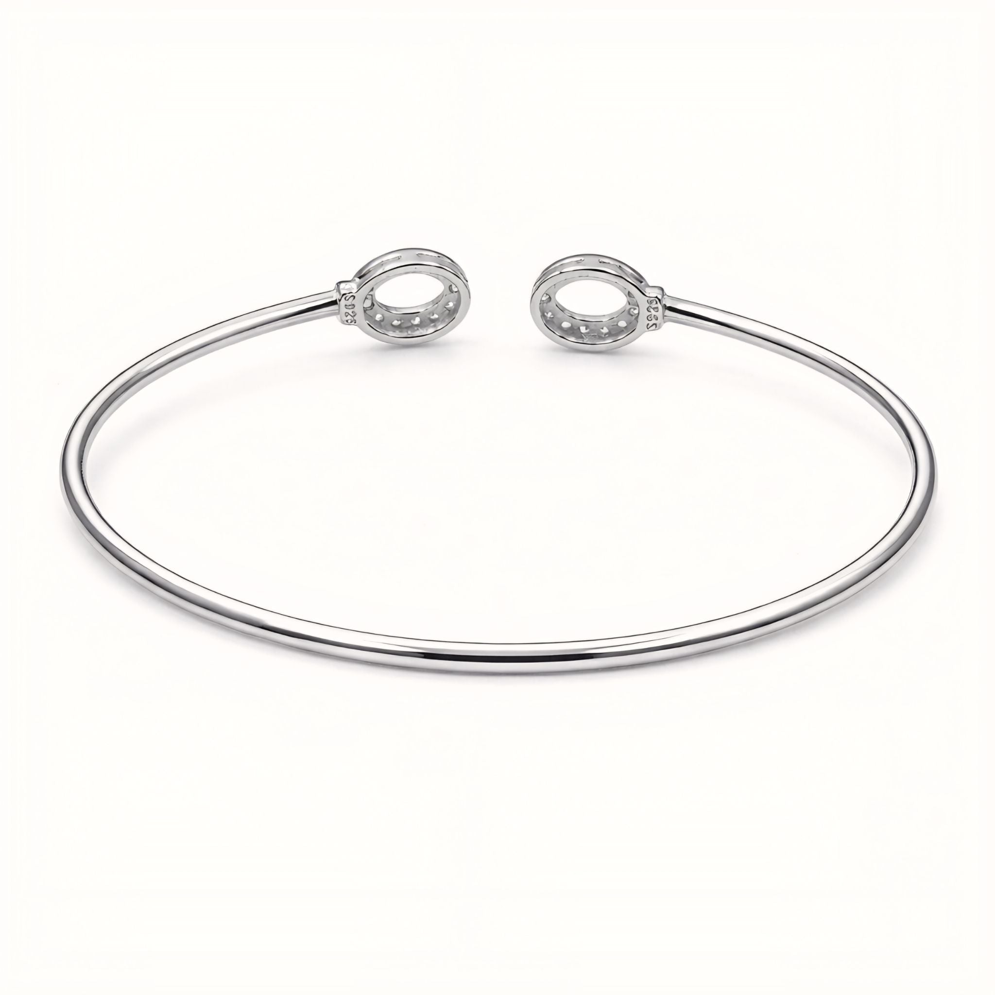 925 Silver Flexible Open Cuff Kada with Cubic Zirconia