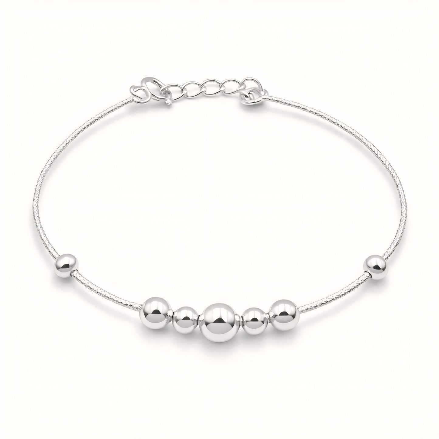 925 Sterling Silver Polished Bead Kada