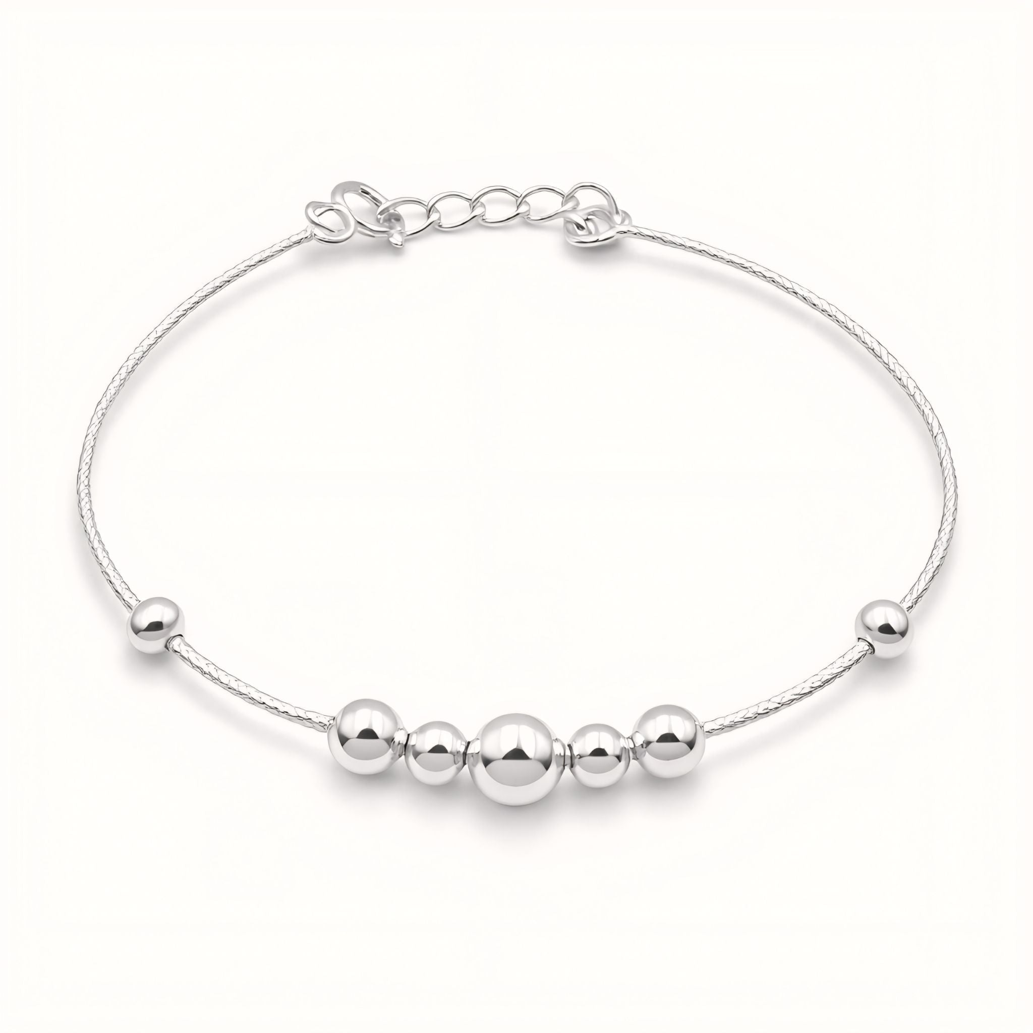 925 Sterling Silver Polished Bead Kada