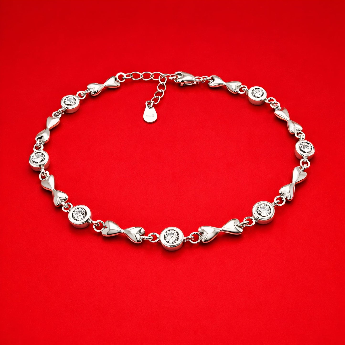 925 Sterling Silver Bezel-Set Cubic Zirconia Link Bracelet