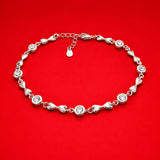 925 Sterling Silver Bezel-Set Cubic Zirconia Link Bracelet