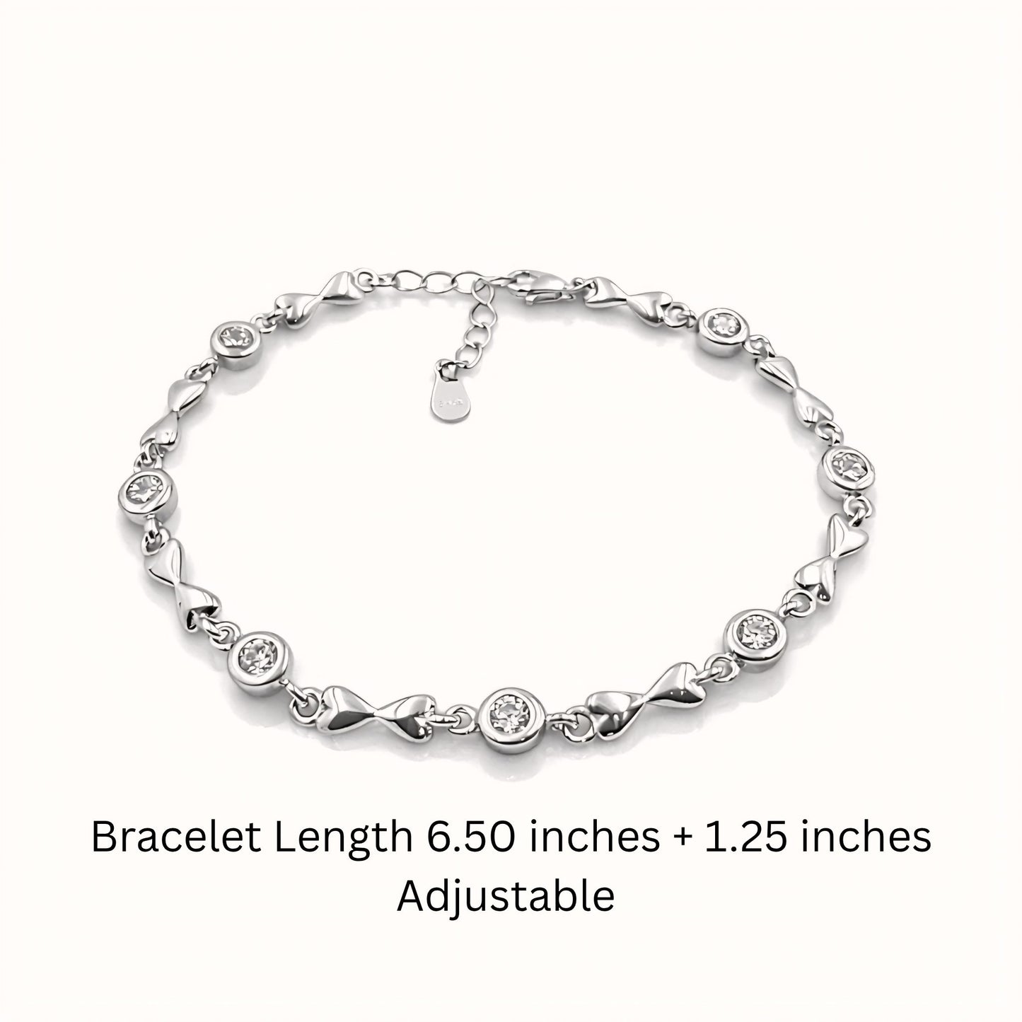 925 Sterling Silver Bezel-Set Cubic Zirconia Link Bracelet
